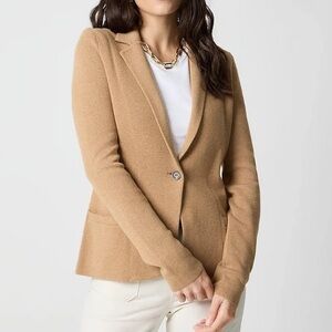 J. Crew Tan Camel Women’s Schoolboy Sweater Blazer 100% Cotton Minimalist XL